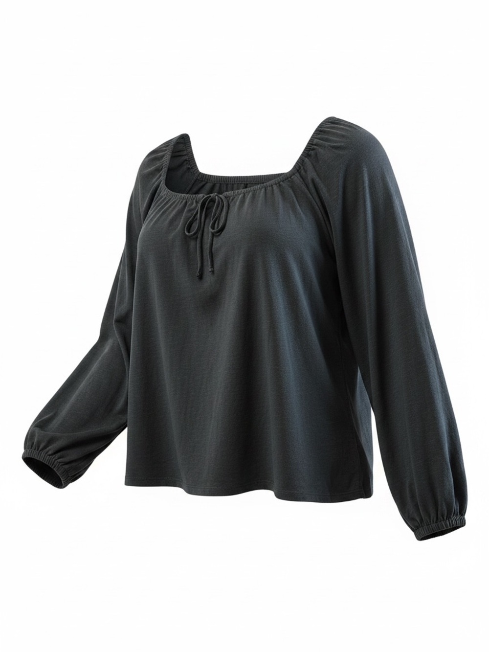 a.n.a Square Neck Peasant Blouse Tie Front Balloon Sleeves